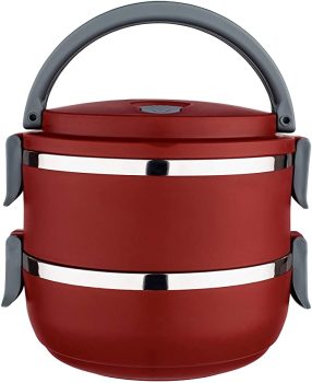 Marmita dupla Lunch Box Vermelha, LB1234-VM, Euro Home