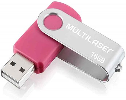 Multilaser – PD688 Pen Drive Twist 16GB USB Leitura 10MB/s e Gravação 3MB/s Rosa