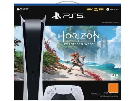 PlayStation 5 Edição Digital 825GB 1 Controle – Branco Sony com Horizon Forbidden West