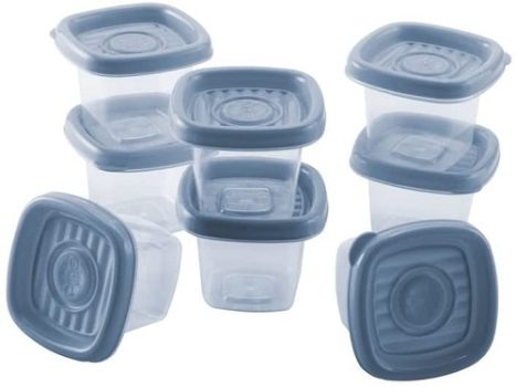 Conjunto de Potes Quadrados Pop com 8 Unidades Plasútil Vermelho