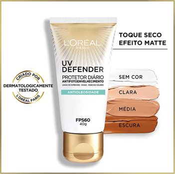 Protetor Solar Facial L’Oréal Paris UV Defender Hidratação FPS 60, 40g