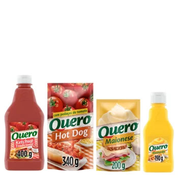 Kit Hot Dog Quero Ketchup + Mostarda + Maionese sachê + Molho Hot Dog