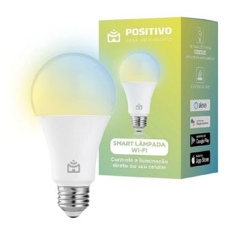Smart Lâmpada Wi-Fi Positivo Casa Inteligente Branco Quente e Frio RGB LED 9W Bivolt – Compatível com Google e Alexa