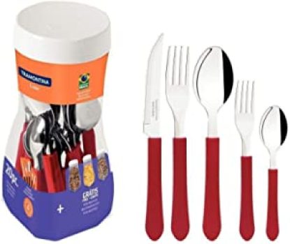 Faqueiro Inox 20 peças Leme Vermelho – Tramontina