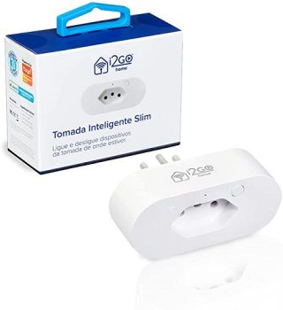 Tomada Inteligente Smart Plug Slim Wi-Fi 10A I2GO Home – Ligue ou Desligue Seus Eletrodomésticos Através do Celular – Compatível com Alexa, I2GWAL035, Branco