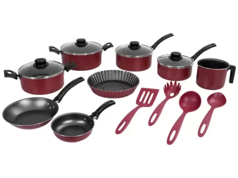 Jogo de Panelas Tramontina Antiaderente – de Alumínio Vermelho 12 Peças Turim