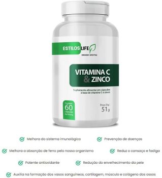 Vitamina C 1000mg Com Zinco 60 Cápsulas | Auxilia na Imunidade