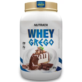Suplemento em pó Nutrata Whey Grego proteínas sabor cheesecake de chocolate em pote de 900g