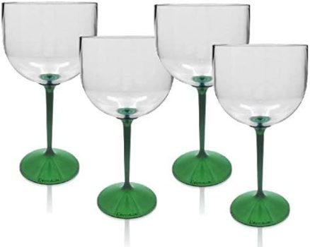 Jogo 4 Taças Acrílico Para Gin Tônica Base Verde