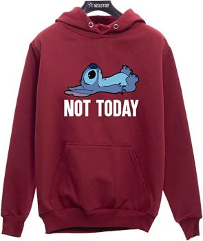 Blusa Moletom Canguru Lillo Stitch Not Today Capuz E Bolsos