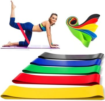 Kit 5 Faixas Elasticas Mini Band Exercicios em Casa Extensor Academia Yoga Pilates Fitness Crossfit