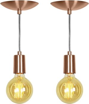 Kit 2 Pendente Tubo Cilindro Alumínio Cobre Fio 1.20m