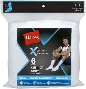 Kit 6 Pares de Meia Esportiva, Hanes, Adulto Unissex