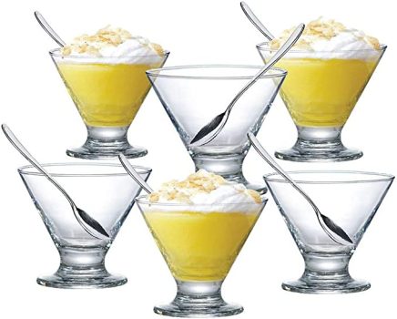 Jogo de Taças de Sobremesa de Vidro Ruvolo New Egito (6 Taças + 6 Colheres) 225ml