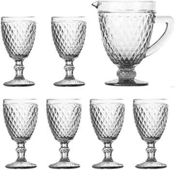 Jogo de Jarra e 6 Taças Diamond Transparente