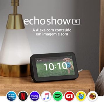 Novo Echo Show 5 (2ª Geração, versão 2021): Smart Display de 5″ com Alexa e câmera de 2 MP – Cor Preta