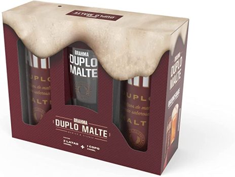 KIT BRAHMA DUPLO MALTE 350ML 2 UN + COPO BRAHMA DM 1 UN