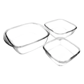 Conjunto de Assadeiras de Vidro Sempre – Quadrado 3 Peças