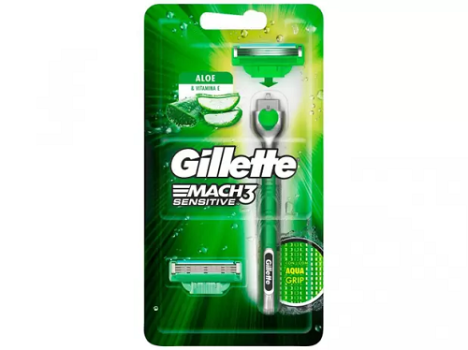 Aparelho de Barbear Gillette Mach3 Aqua-Grip – Sensitive + 2 Cargas