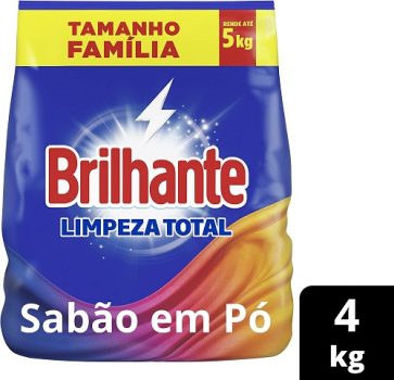Lava-Roupas em Pó Roupas Brancas e Coloridas Limpeza Total Pacote 4kg Tamanho Família