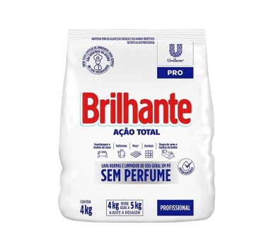 Detergente em Pó de Uso Geral sem Perfume Brilhante Limpeza Total Pro Pacote 4kg, Brilhante