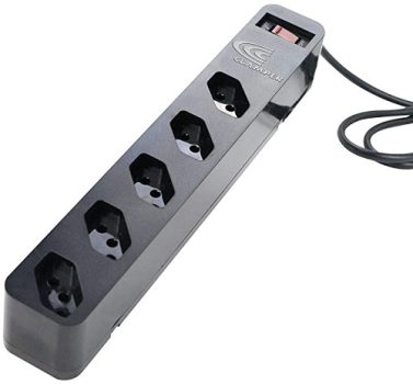 iClamper Energia 5 Tomadas – Filtro de Linha + DPS – Preto, Comprimento do cabo de entrada: 1 m