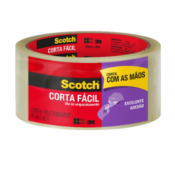 3M, Scotch, Fita de Empacotamento, Corta Fácil – 45mm x 40m