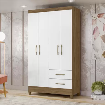 Guarda-Roupa Chile 4 Portas – Naturale/Branco – Moval