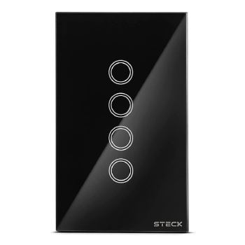 Interruptor Inteligente Smarteck 4X2″ 4 Módulos Bivolt Touch Wi-fi Preto, compatível com Alexa