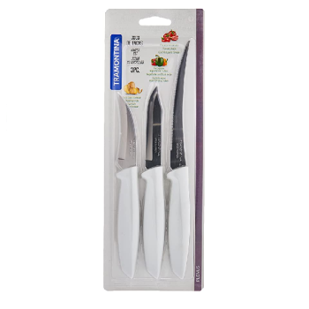 Jogo de Facas 3 Peças Tramontina Plenus Branco