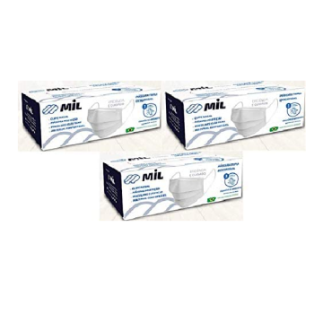 Máscara Descartável Tripla Proteção Clipe Nasal 3 Cx 50 Uni