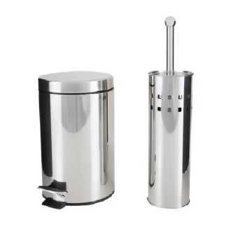 Kit Lixeira Inox para Banheiro com Pedal – 3L 2 Peças Brinox Stardard