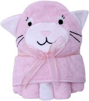 Kit Toalha + 3 Toalhinhas de Boca, Zip, rosa bebê