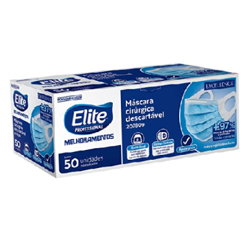 Máscaras Cirúrgicas Descartáveis Elite – Pack com 50 unidades, Elite, pacote de 50