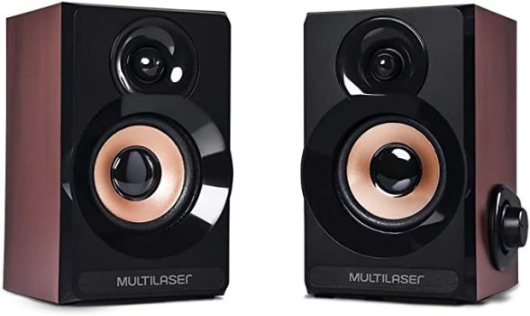 Caixa De Som 2.0 6W Rms Acabamento Madeira Multilaser – SP261
