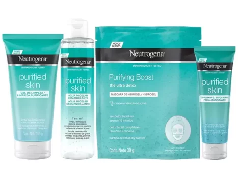 Kit Neutrogena Água Micelar 200ml + Máscara Facial – 30g + Gel Esfoliante Facial + Gel Limpeza Facial