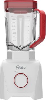 Oster OLIQ605 1100 Full – Liquidificador, 3,2L, 1100W, Branco e Vermelho