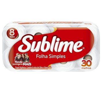 Papel Higiênico, Sublime, Folha Simples, Vermelho, 8 Rolos