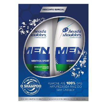 Head & Shoulders – Embalagem Shampoo Anticaspa Masculino Menthol Sport, Protege contra a Caspa, Shampoo Anticaspa com Mentol, Embalagem de 2, Pack com 2, 200 ml cada uma​