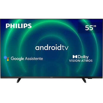 Smart TV Philips Android Tela 55″ 55pug7406/78 4k Google Assistant Comando de Voz Dolby Vision/atmos Vrr/allm, Bluetooth