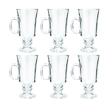 Conjunto 6 Taças para Cappuccino com Alça e Pé de Vidro Lyor Transparente 114Ml