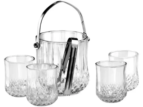 Balde de Gelo com Pegador e 4 Copos 1,5L – Wheaton Barroco