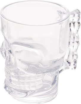 Caneca para Chopp e Cerveja de Vidro Caveira Rock Style Lyor Transparente, 510 ml