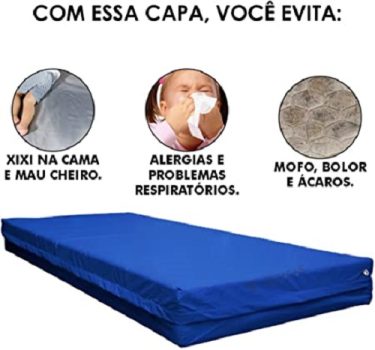 Capa Anti Alérgica Impermeável Hospitalar Silenciosa Para Colchão de Solteiro Azul (A 20 x L 88 x C 188)