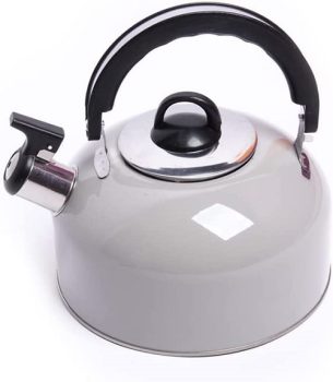 Chaleira Com Apito e Cabo Móvel de Aço Inoxidável Prático Cinza