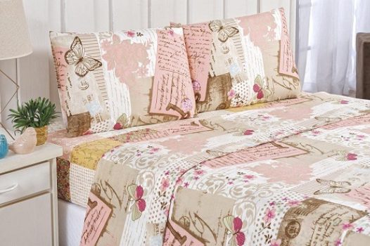 Jogo De Cama Bouti Lençol Casal Queen Com 04 Peças Estampado Patchwork Rose