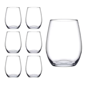 Jogo Copo Vidro Redondo Transparente Amber Duravel 440ml 6Un