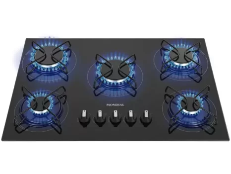 Cooktop 5 Bocas Mondial a Gás GLP Preto – CTG-02