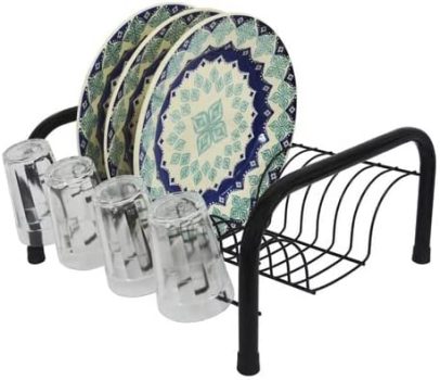 Escorredor De Pratos Preto Dallas Com Porta Copos