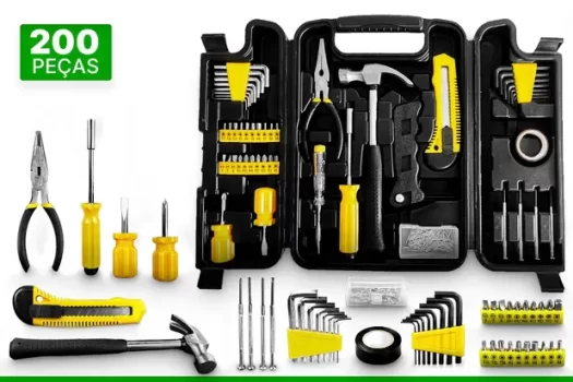 Jogo maleta ferramentas 200 peças manuais profissional completa – TITANIUM